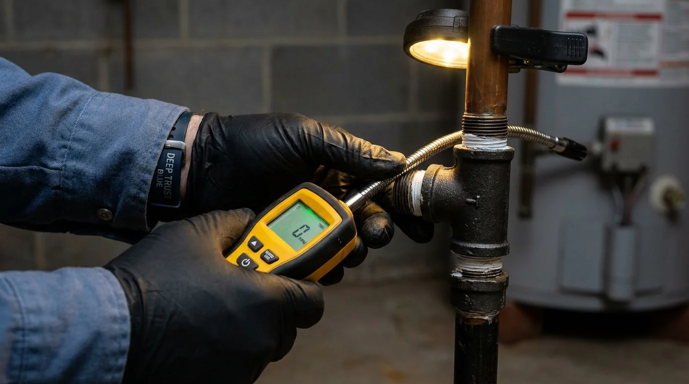 Gas leak detection with electronic sniffer by Johns Plumbing LLC in Panama City