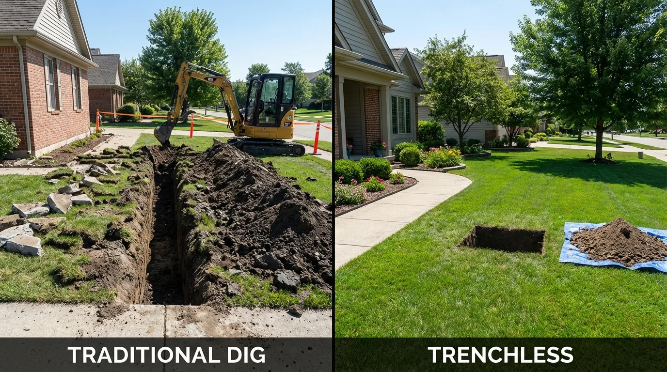 Trenchless sewer repair with minimal yard damage versus traditional excavation in Panama City, FL